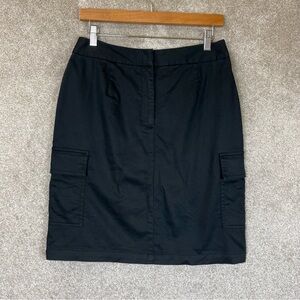 Talbots Skirt Womens 8 Petite Black Cargo Cotton Blend Knee Length Zip- 3008*